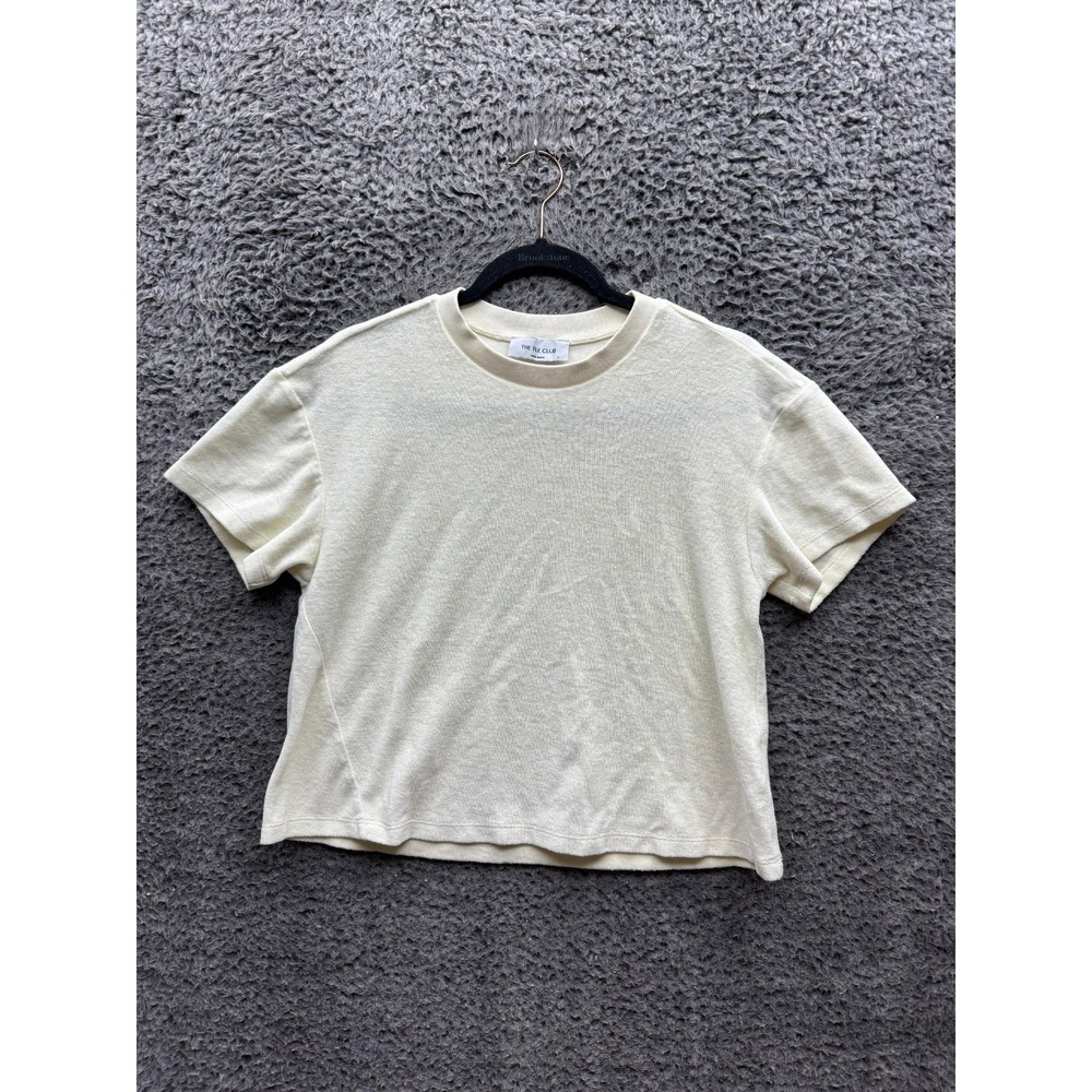 Blue & Cream The Tile Club Bebe Lux Short Sleeve Tee Off-White Womens Size S